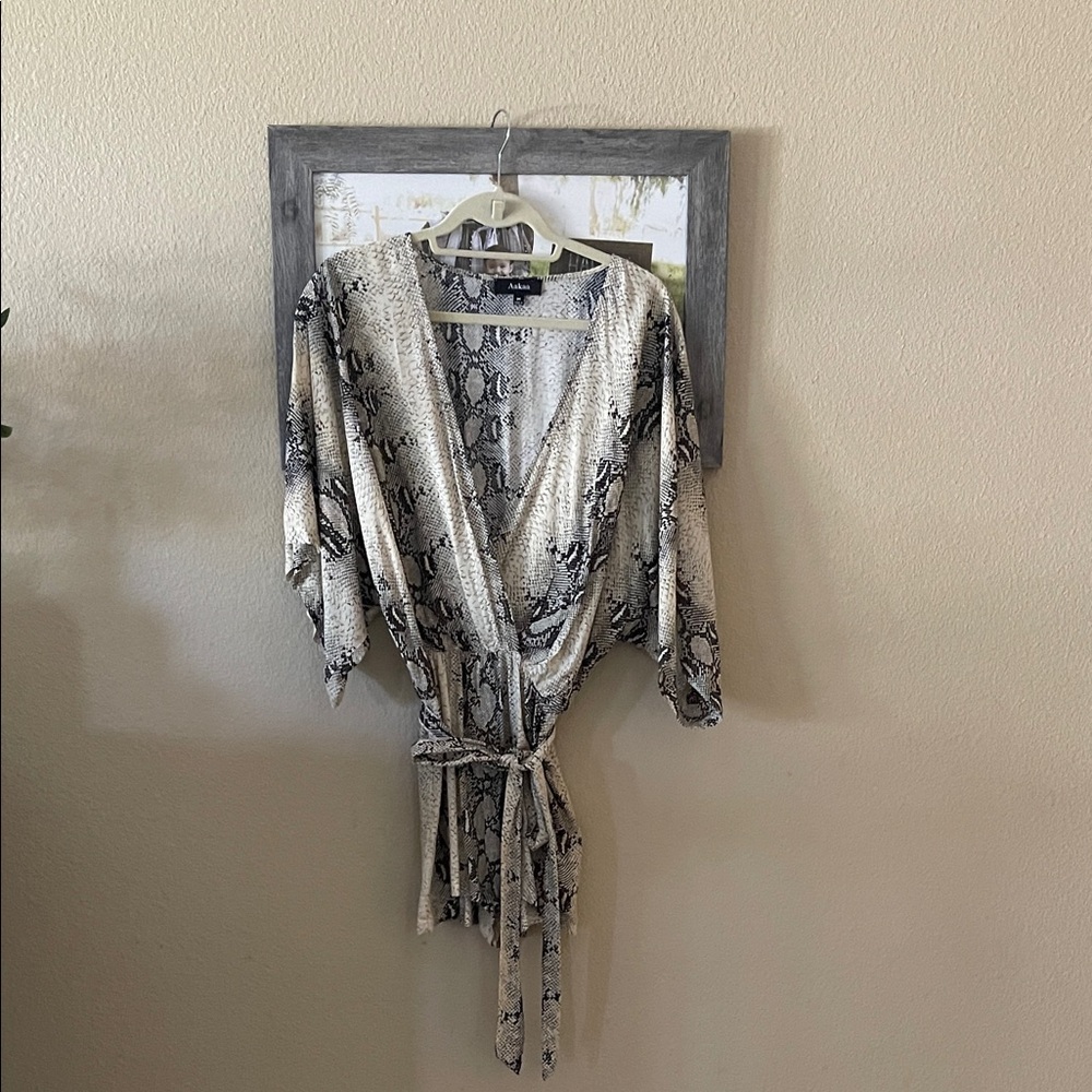 Snakeskin Print Kimono Romper